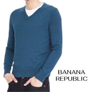 BANANA REPUBLIC Luxury Blend V Neck | Dark Teal | Large | Lightweight